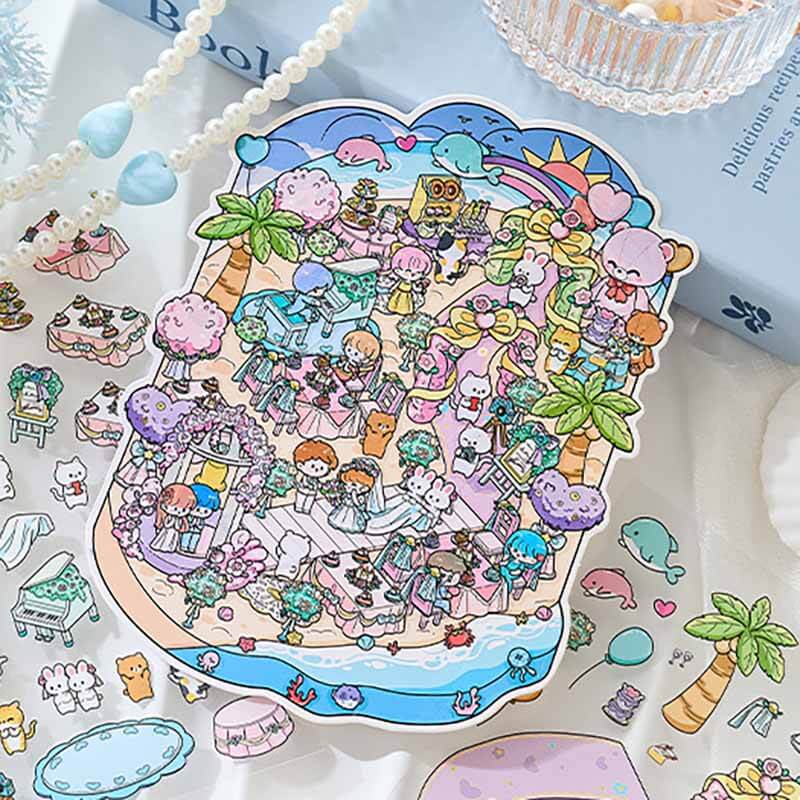 Romance Odyssey DIY 3D Scene Stickers 4 Cute Miniature Scenes