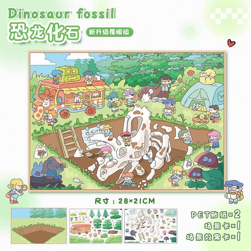 Archaeology Series DIY 3D Scene Stickers Lovely 2 Miniature Scenes(L)