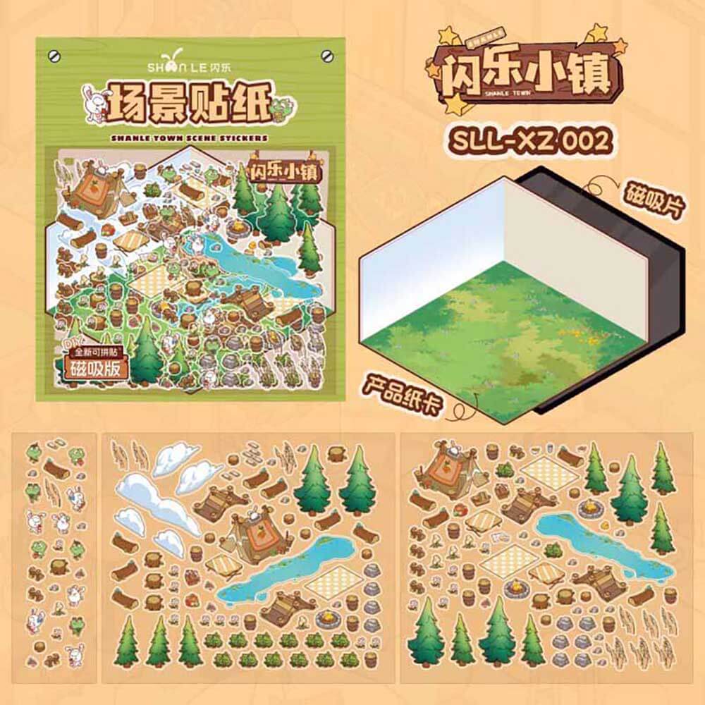 Town Neighbors DIY 3D Scene Stickers 4 Cute Miniature Scenes-Magnetic version(M)