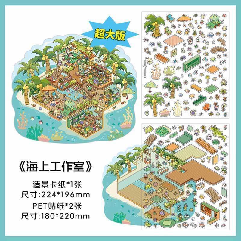 Island Shop DIY 3D Scene Stickers 2 Cute Miniature Scenes(L)