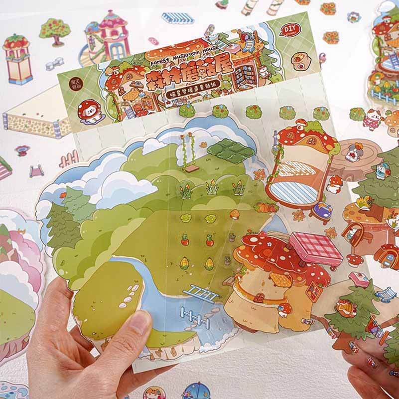 Meow Dreams DIY 3D Scene Stickers 4 Cute Miniature Scenes(S)