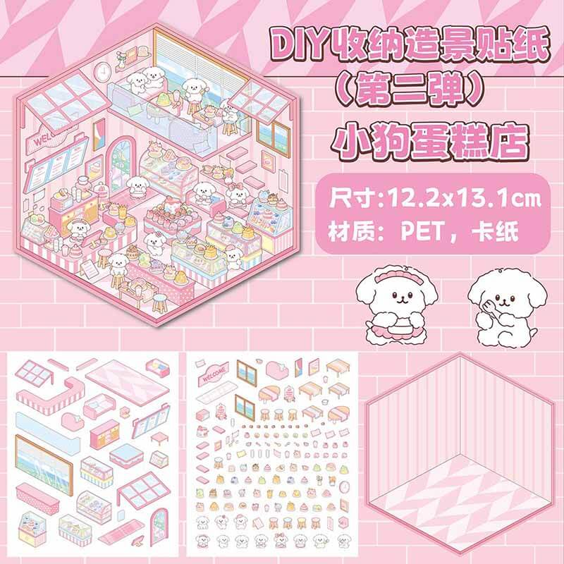 Cozy Critter Shops DIY 3D Sticker Collection 4 Cute Miniature Scenes(S)