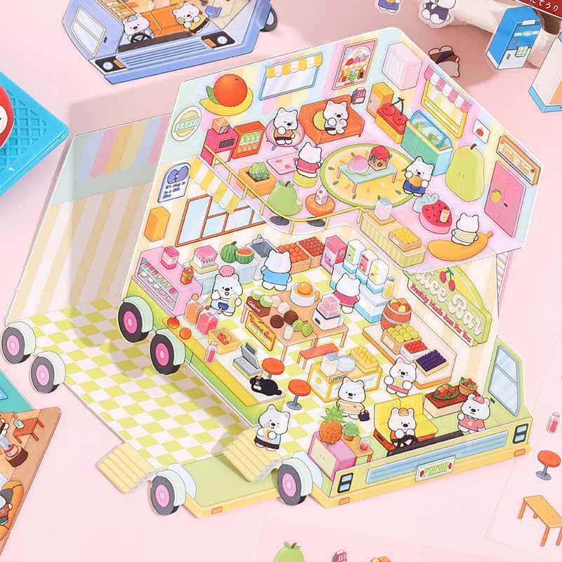Mobile Hut DIY 3D Scene Stickers 4 Cute Miniature Scenes