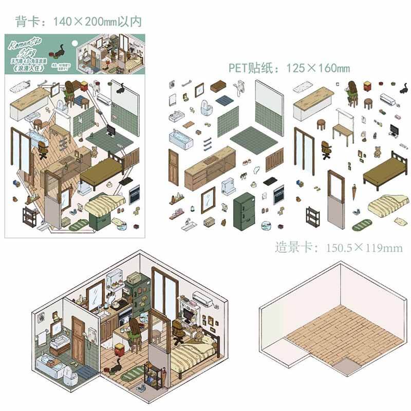 Romantic Street Corner DIY 3D Scene Stickers Cute Miniature Scenes