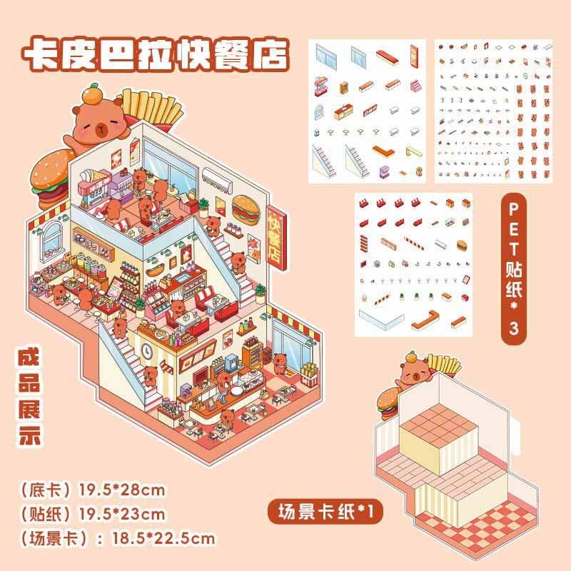 Street Treats DIY 3D Scene Stickers 4 Cute Miniature Scenes(L)