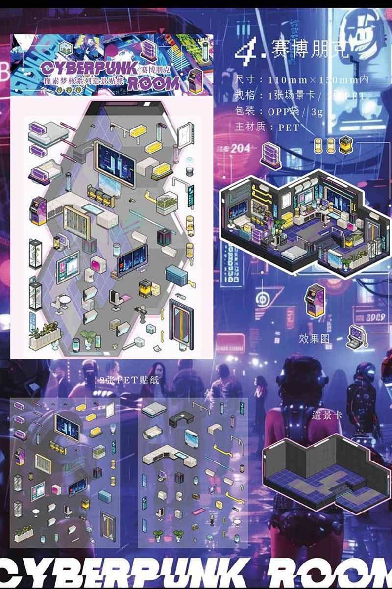 Darkwave Dreams DIY 3D Scene Stickers 4 Cute Miniature Scenes(S)