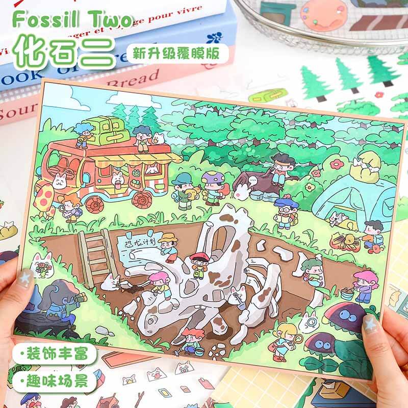 Archaeology Series DIY 3D Scene Stickers Lovely 2 Miniature Scenes(L)