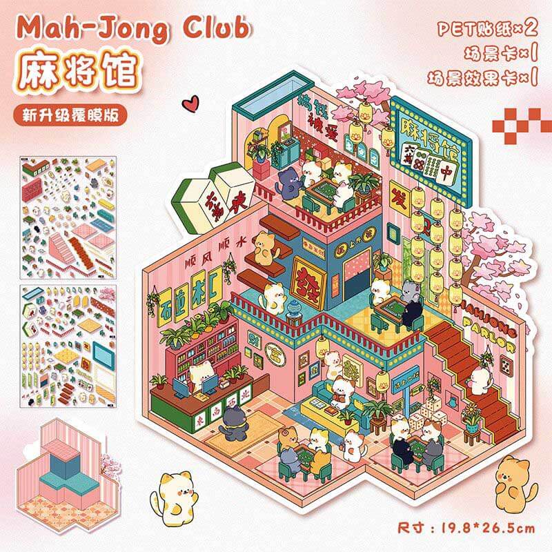 Cottage Clack & Chat DIY 3D Scene Stickers Lovely 2 Miniature Scenes(L)