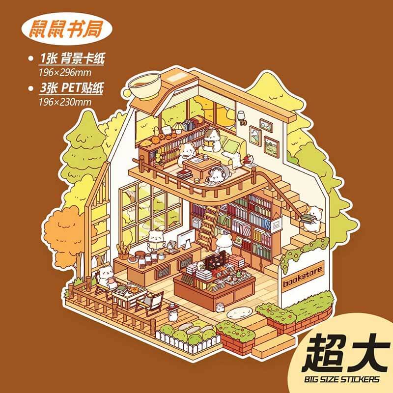 Slow Living Club DIY 3D Scene Stickers 3 Cute Miniature Scenes(L)