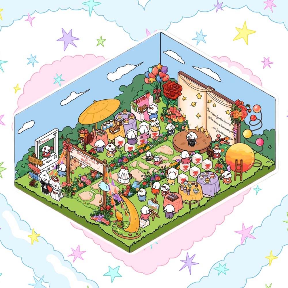 Lawn Wedding DIY 3D Scene Stickers 4 Lovely Miniature Scenes(M)