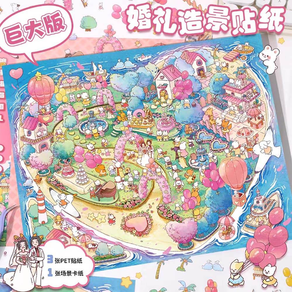 Island Wedding DIY 3D Scene Stickers - Oversized Cute Miniature Scenes(xL)