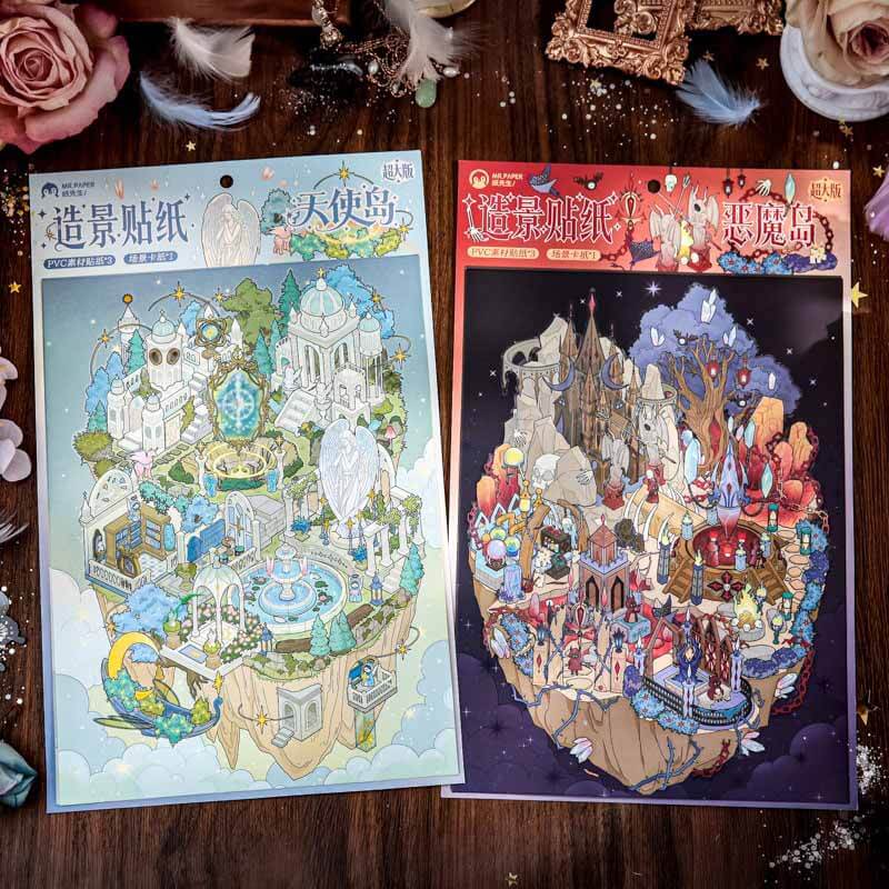 Angel and Demon DIY 3D Sticker 2 Cute Miniature Scenes(xL)