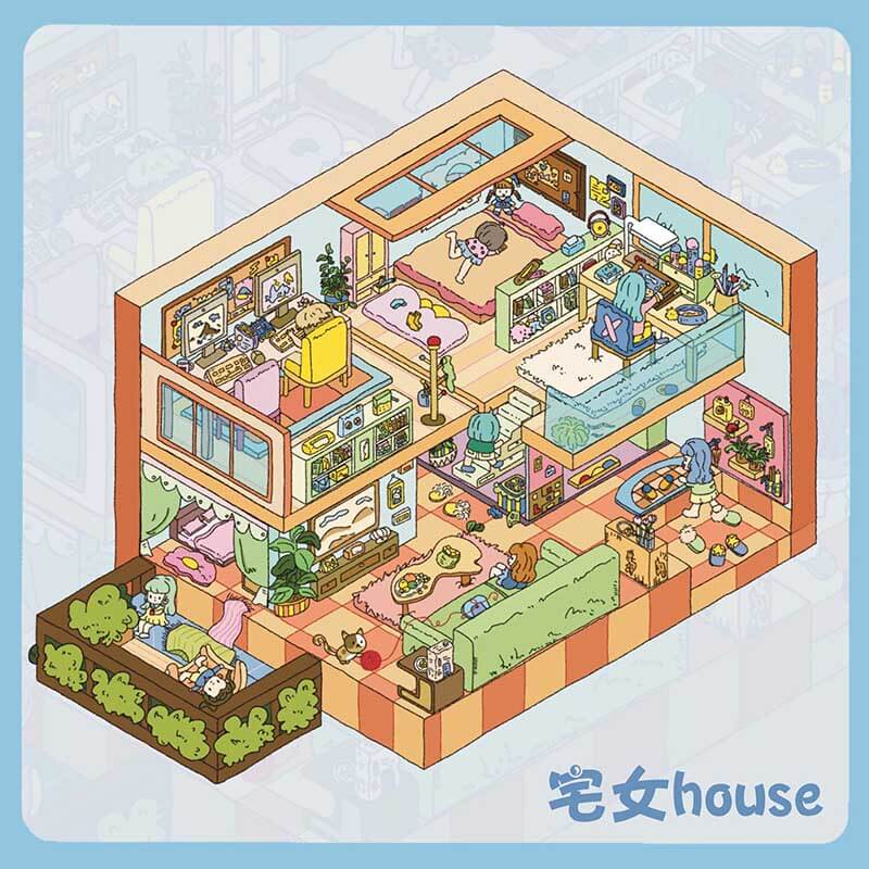 Introvert’s Paradis DIY 3D Scene Stickers 5 Cute Miniature Scenes(M)