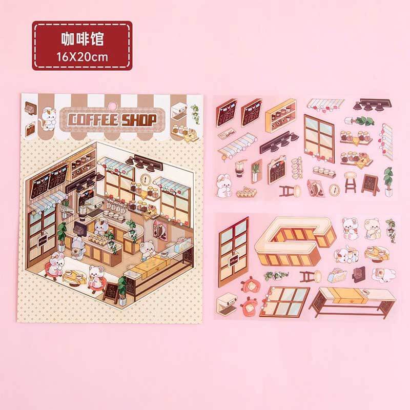 Little Cottage DIY 3D Scene Stickers 4 Lovely Miniature Scenes(S)