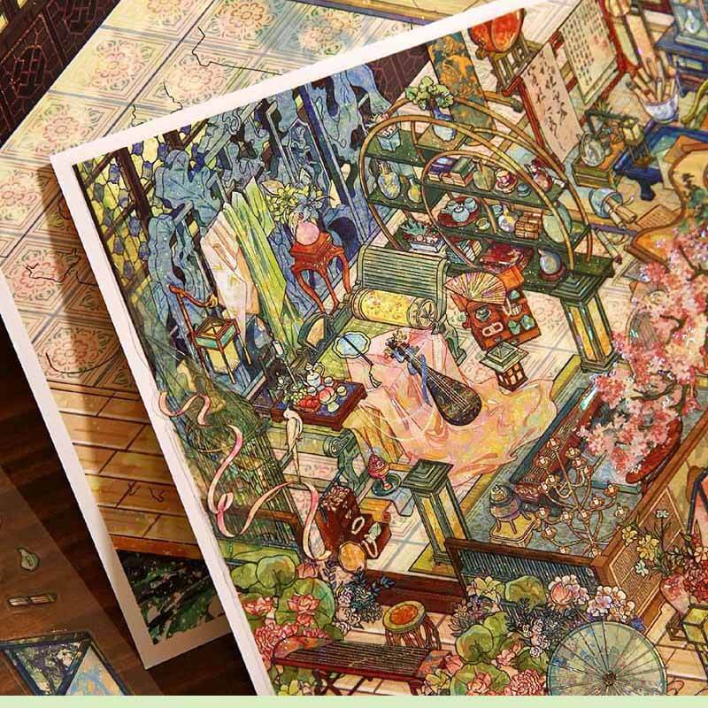 Oriental Grace DIY 3D Scene Stickers With Guide Lines(XL)