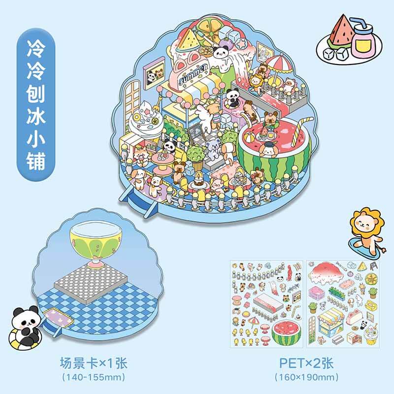 Flavors of Summer DIY 3D Scene Stickers 4 Cute Miniature Scenes(M)