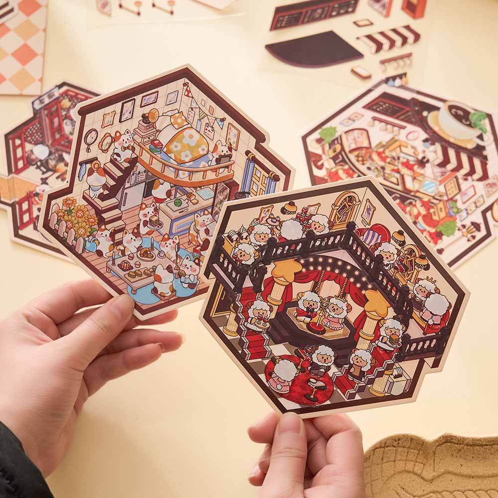 Cosmic Fairytale DIY 3D Scene Stickers 4 Cute Miniature Scenes