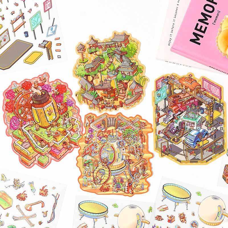 Urban Escape DIY 3D Scene Stickers 4 Lovely Miniature Scenes(S)