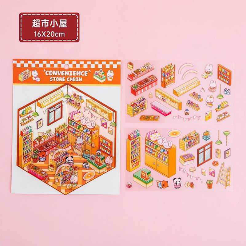 Little Cottage DIY 3D Scene Stickers 4 Lovely Miniature Scenes(S)