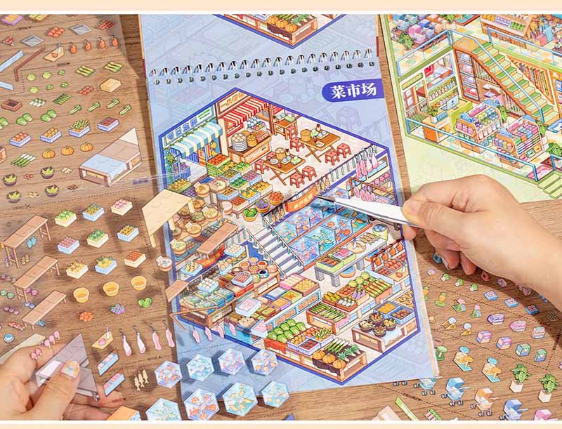 Shop Organisation Book 3D Scene Stickers DIY Stickers(L)