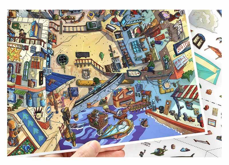 Impossible Town DIY 3D Scene Stickers With Guide Lines(XL)