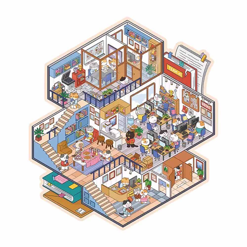 Multi-Story Villa DIY 3D Scene Stickers 2 Cute Miniature Scenes(L)