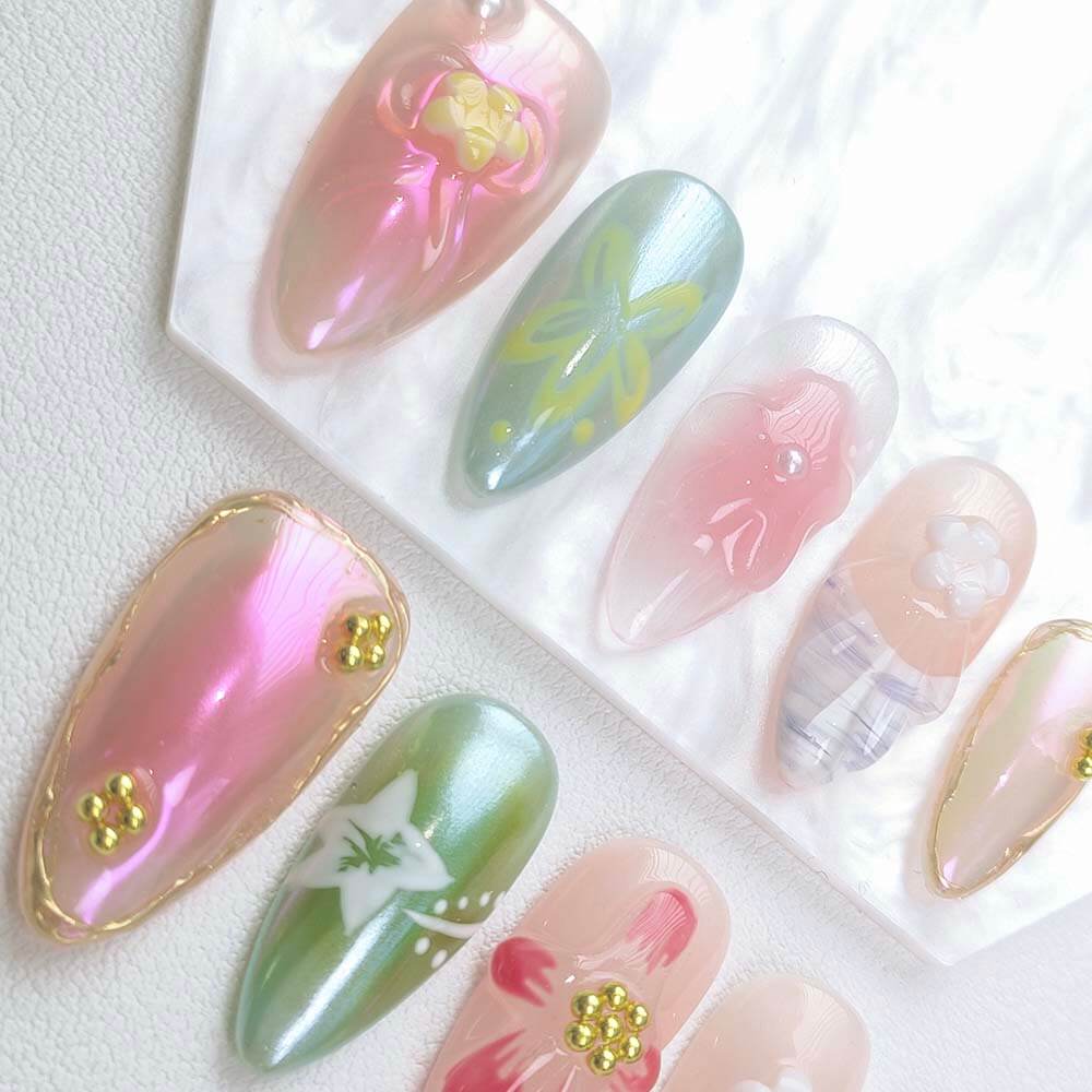 Beauty Art Garden Press On Nails Aurora Tides 139