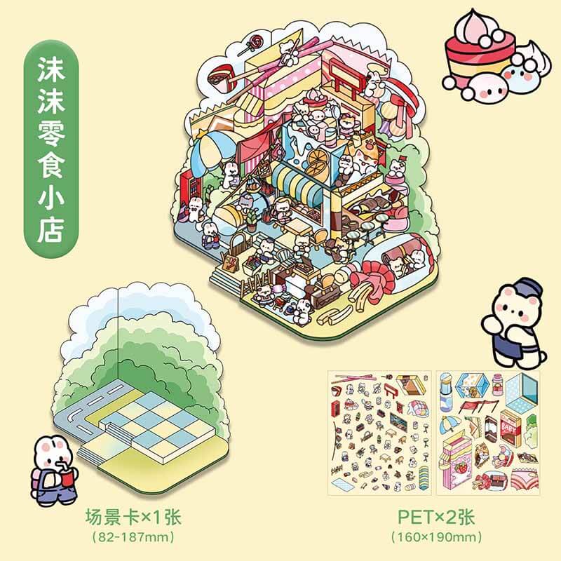 Flavors of Summer DIY 3D Scene Stickers 4 Cute Miniature Scenes(M)