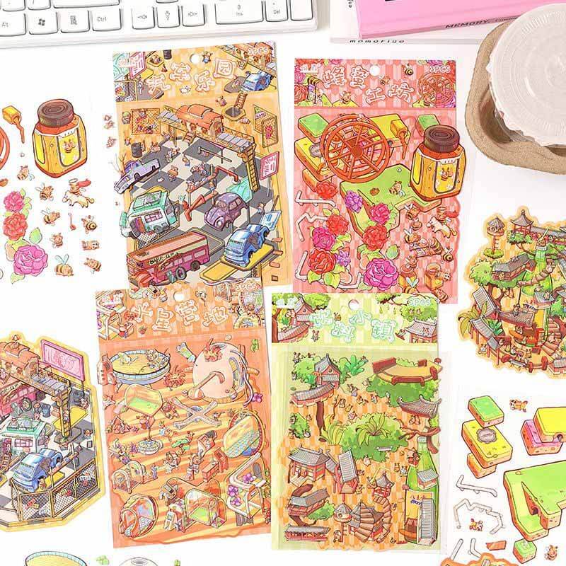 Urban Escape DIY 3D Scene Stickers 4 Lovely Miniature Scenes(S)