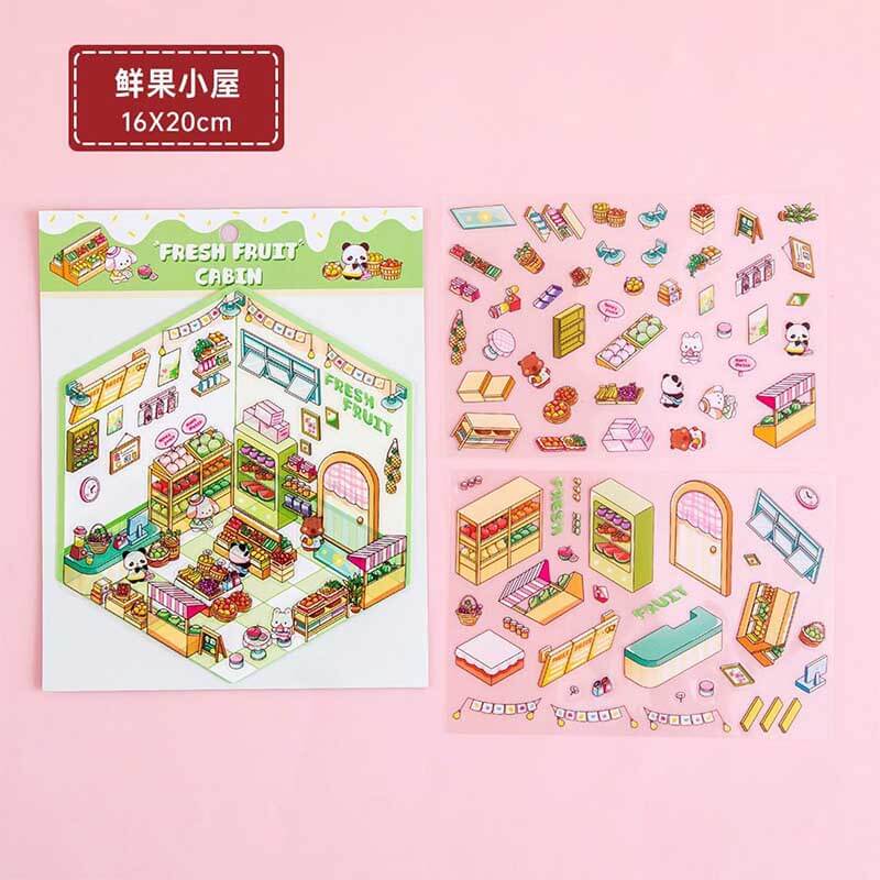 Little Cottage DIY 3D Scene Stickers 4 Lovely Miniature Scenes(S)