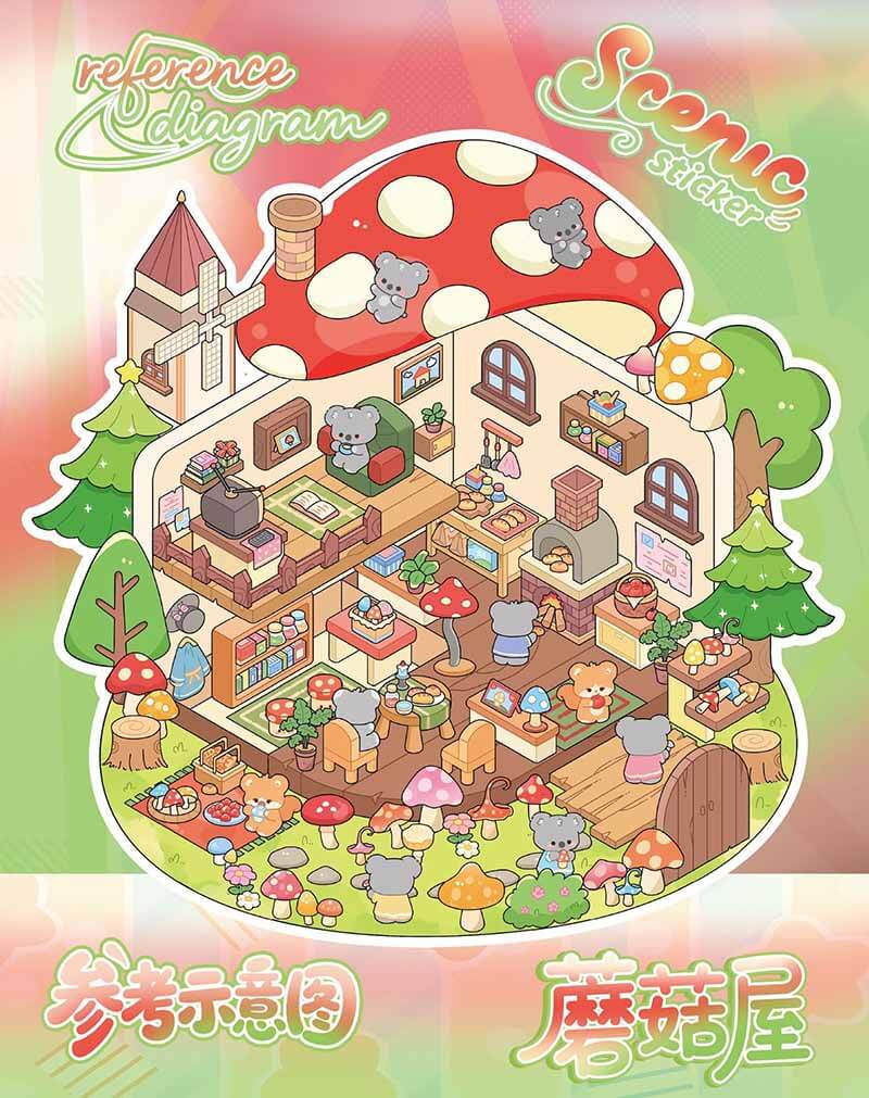 Dreamlike Realm Book 3D Scene Stickers With Guide Lines(S)