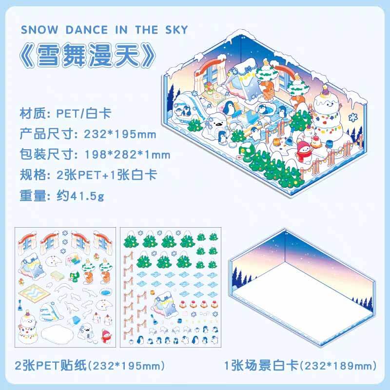 Collection d'autocollants 3D DIY Fantasy Seasons : 4 scènes miniatures mignonnes