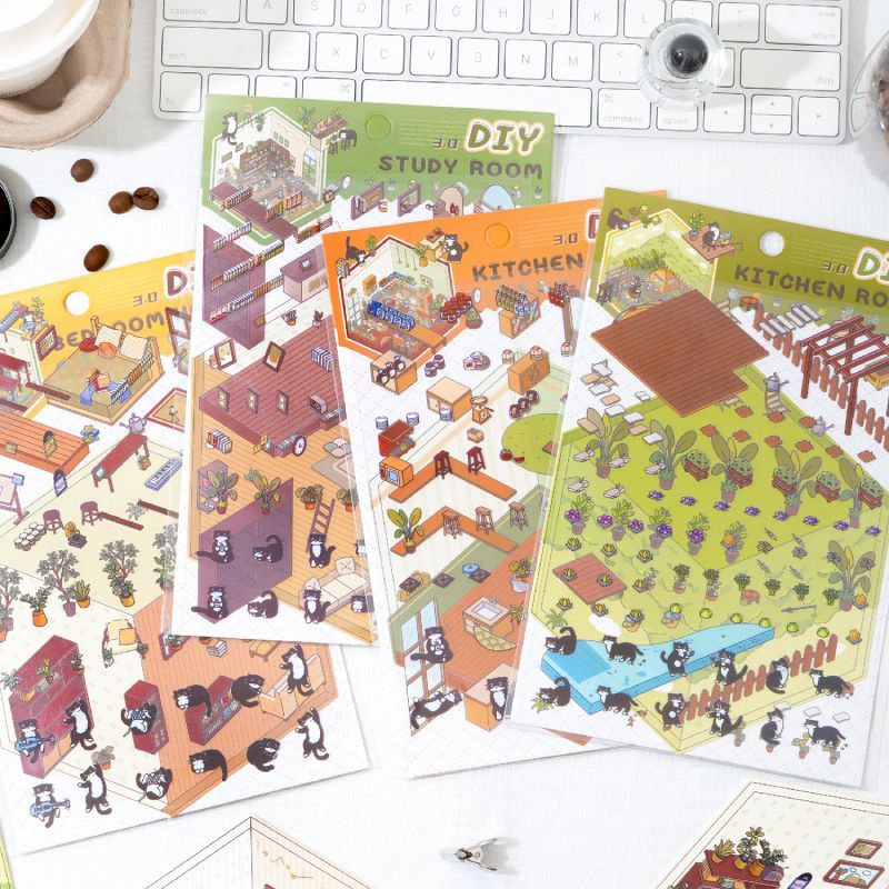 Warm Breezes DIY 3D Scene Stickers 4 Cute Miniature Scenes(S)