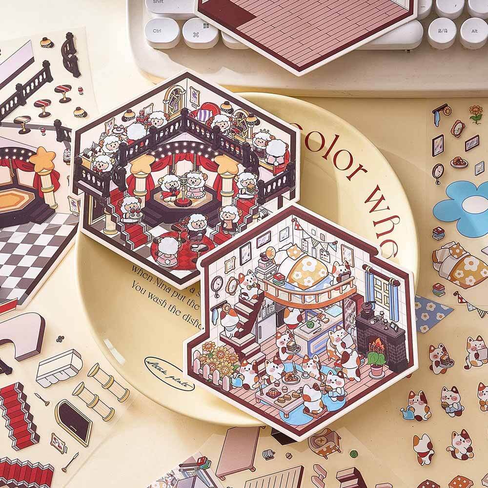 Cosmic Fairytale DIY 3D Scene Stickers 4 Cute Miniature Scenes