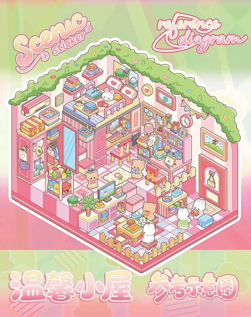 Dreamlike Realm Book 3D Scene Stickers With Guide Lines(S)
