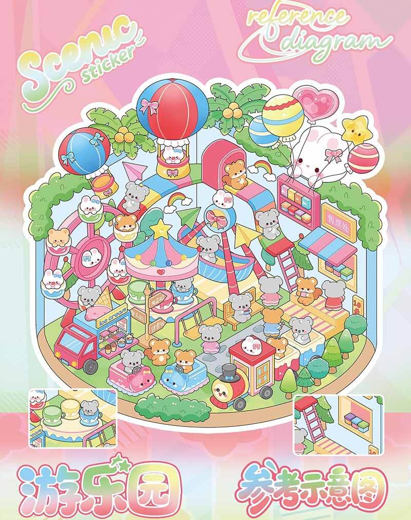 Dreamlike Realm Book 3D Scene Stickers With Guide Lines(S)