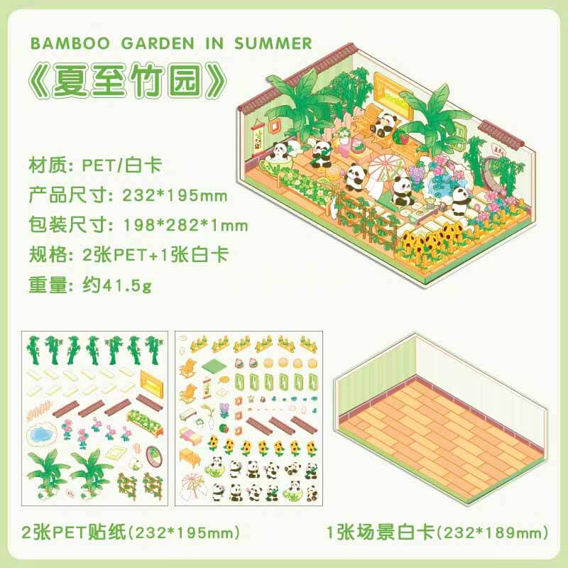 Collection d'autocollants 3D DIY Fantasy Seasons : 4 scènes miniatures mignonnes