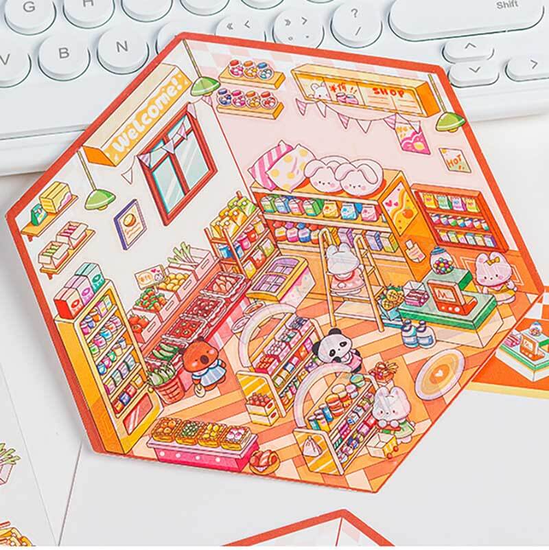Little Cottage DIY 3D Scene Stickers 4 Lovely Miniature Scenes(S)