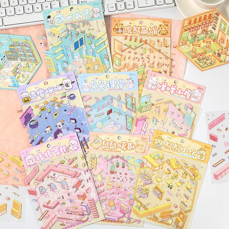 Wonderful House DIY 3D Sticker 8 Cute Miniature Scenes(S)