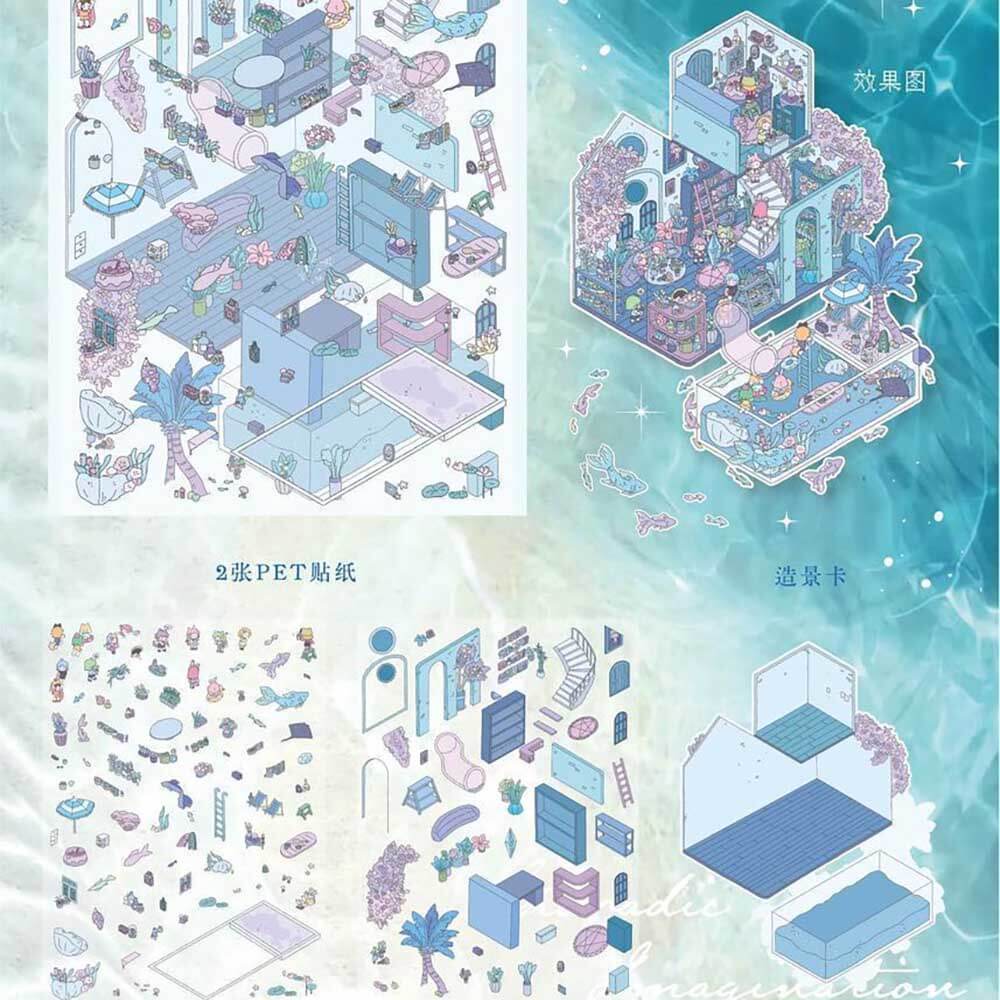 Different Seasons DIY 3D Scene Stickers 4 Cute Miniature Scenes(L)