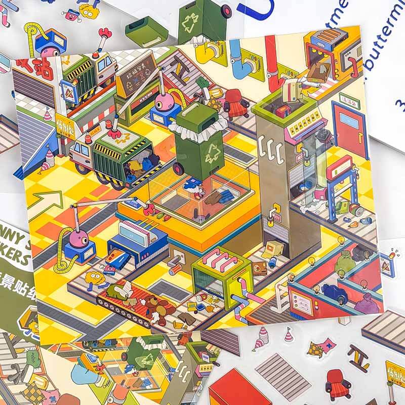 Fantasy Gathering DIY 3D Scene Stickers 5 Cute Miniature Scenes(L)