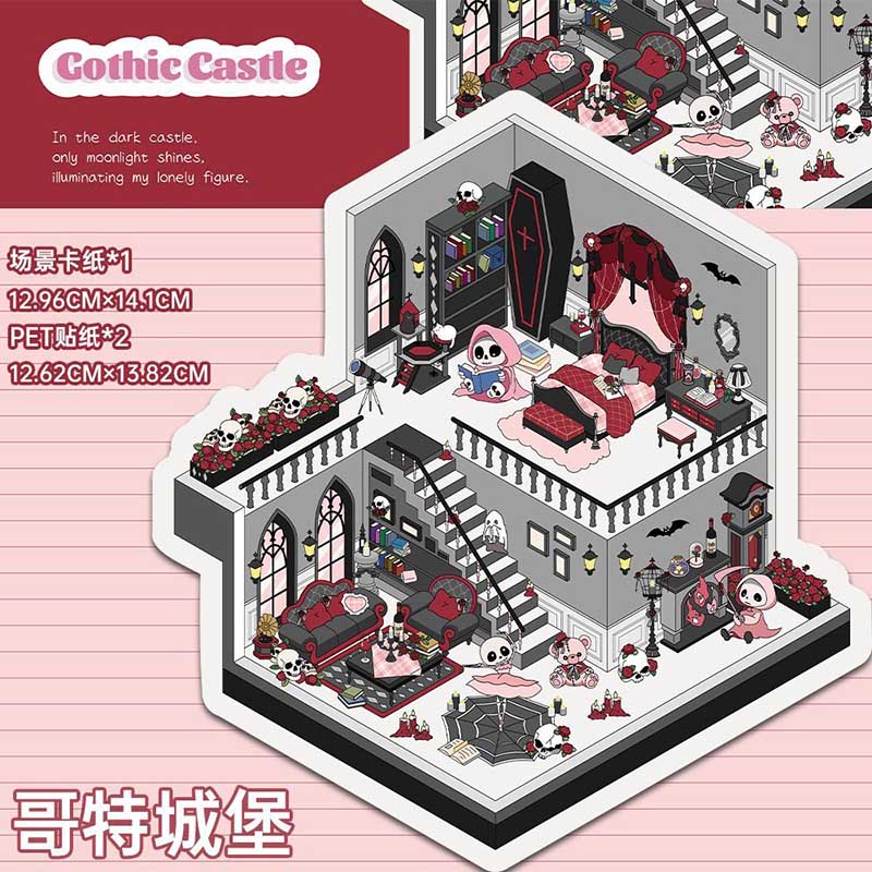 Enchanted Fantasy Realms DIY 3D Scene Stickers 4 Cute Miniature Scenes