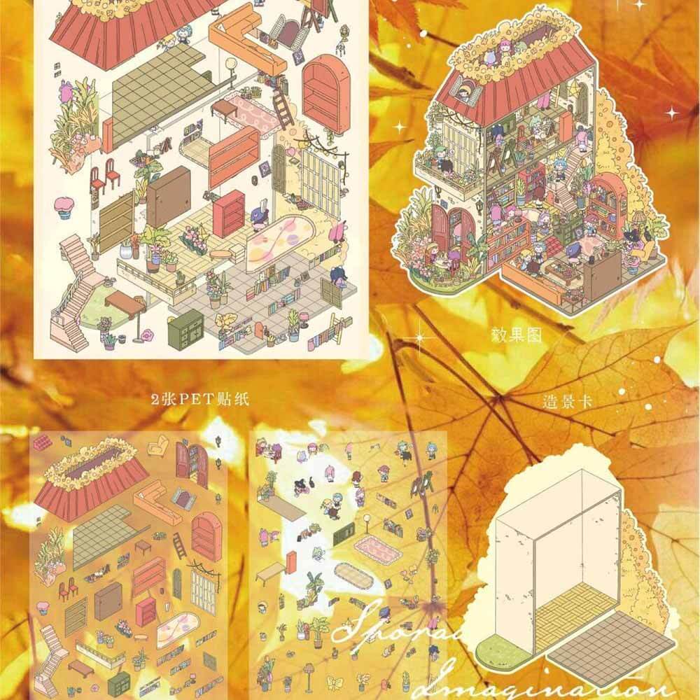 Different Seasons DIY 3D Scene Stickers 4 Cute Miniature Scenes(L)