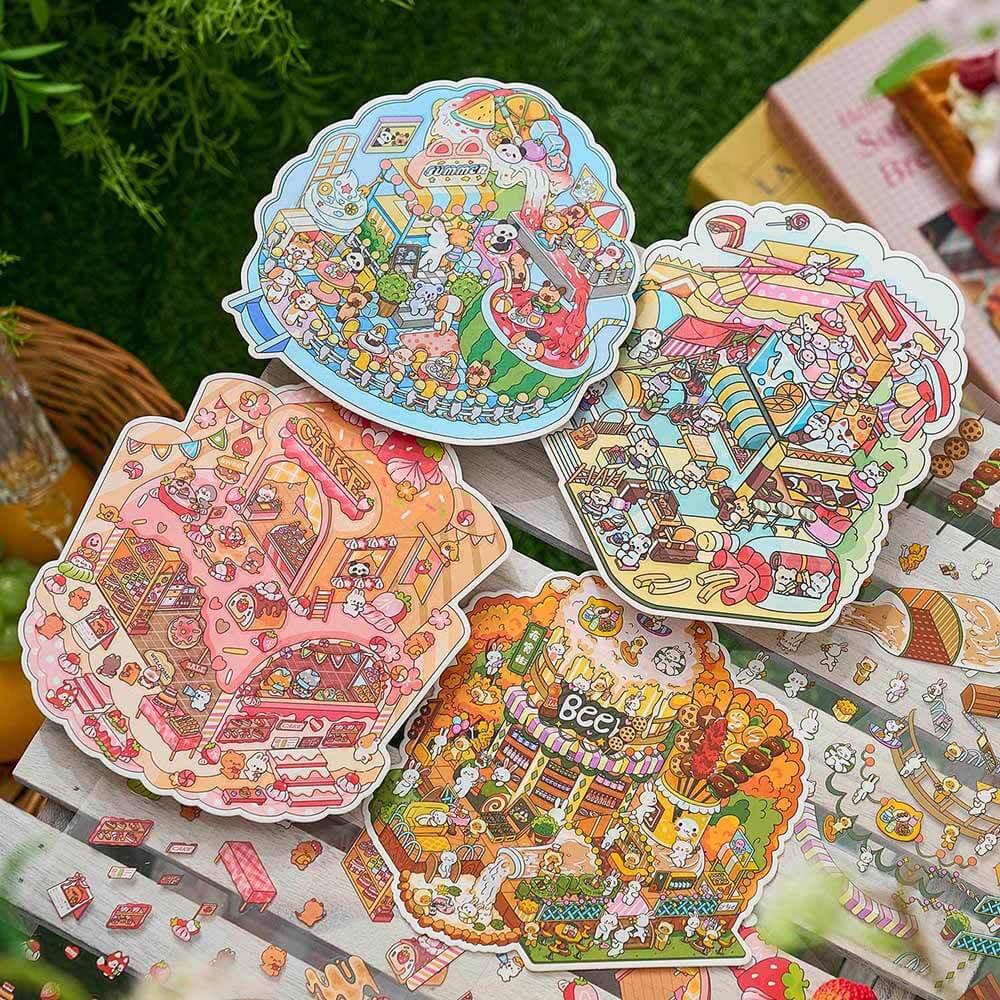 Flavors of Summer DIY 3D Scene Stickers 4 Cute Miniature Scenes(M)