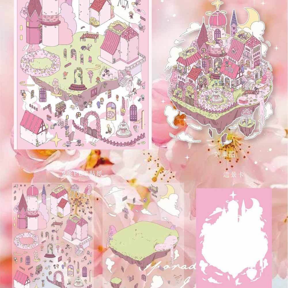 Different Seasons DIY 3D Scene Stickers 4 Cute Miniature Scenes(L)