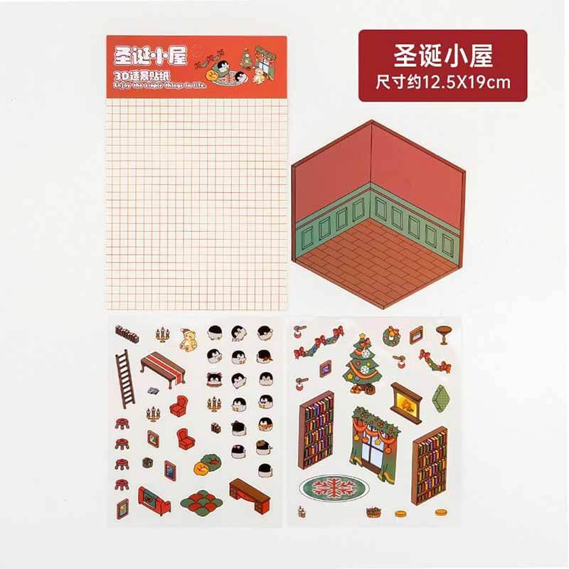 Little Town Tales DIY 3D Scene Stickers 4 Cute Miniature Scenes(S)