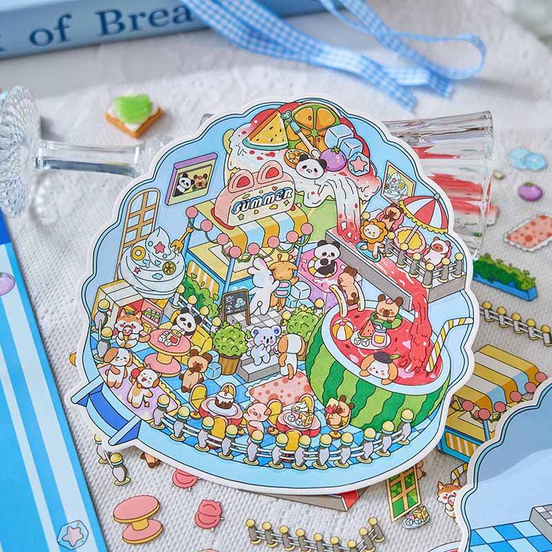 Flavors of Summer DIY 3D Scene Stickers 4 Cute Miniature Scenes(M)