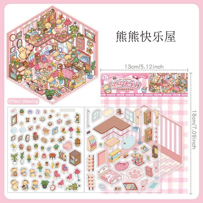 Sweet Moments DIY 3D Scene Stickers 4 Cute Miniature Scenes