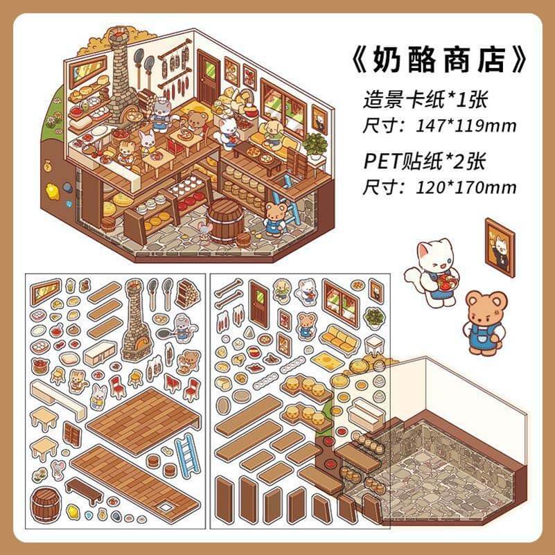Farm Orchard DIY 3D Scene Stickers - 4 Cute Miniature Scenes