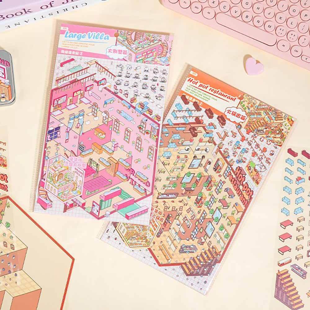 Fantasy World DIY 3D Scene Stickers 4 Cute Miniature Scenes(L)